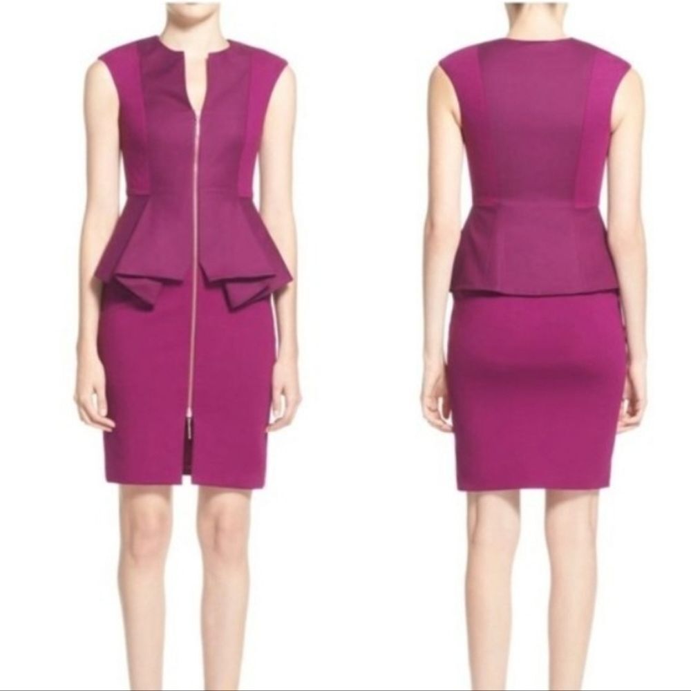 Ted Baker Jamthun peplum zip up dress fucshia size 3